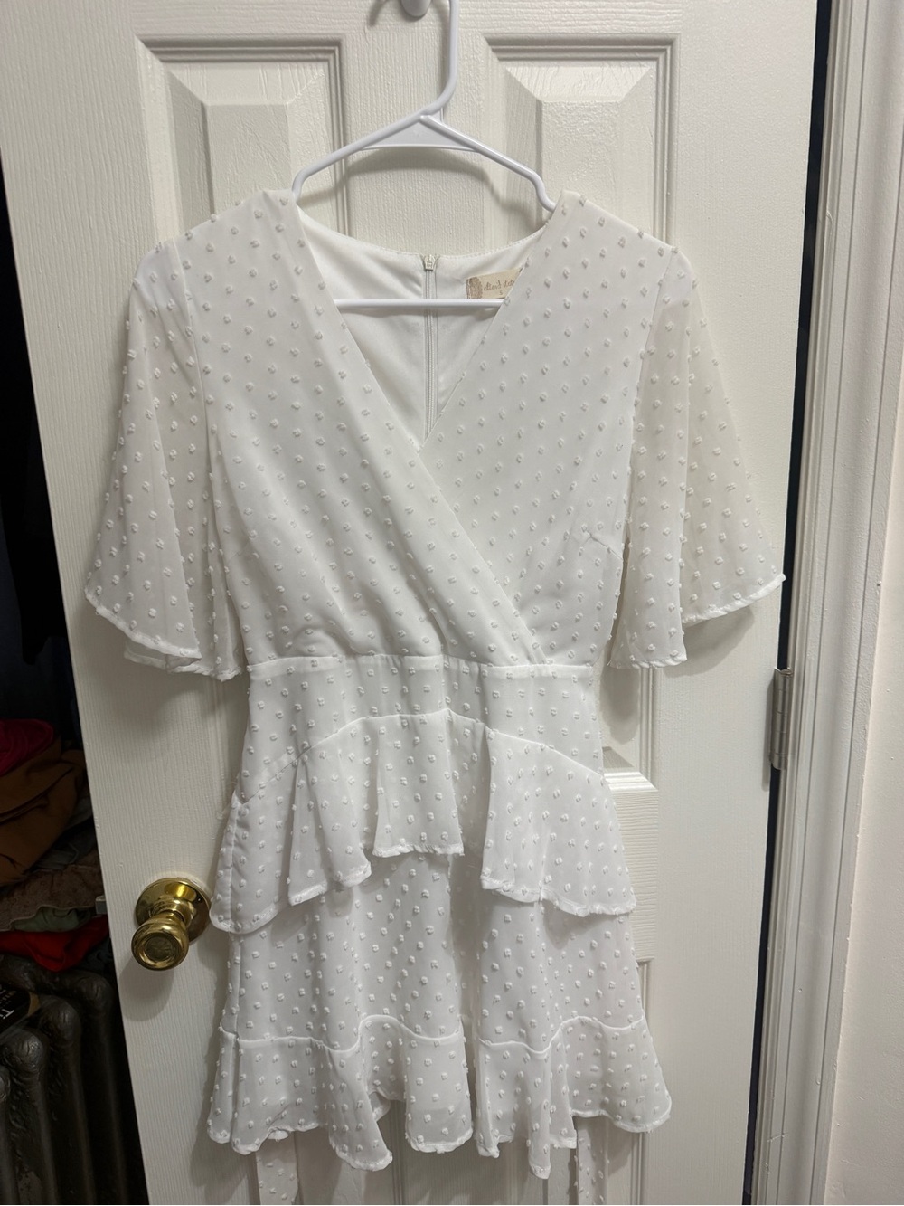 Altar'd State White Swiss Dot Midi Dress